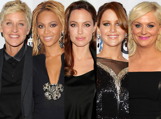 Ellen DeGeneres, Beyonce, Angelina Jolie, Jennifer Lawrence, Amy Poehler Ellen DeGeneres, Beyonce, Angelina Jolie, Jennifer Lawrence, Amy Poehler